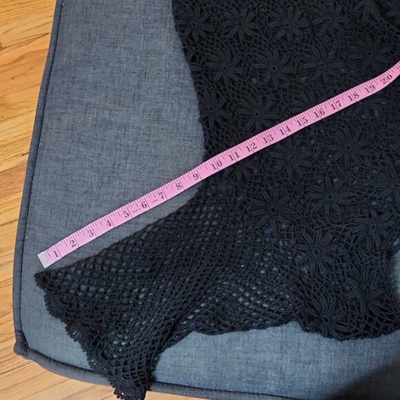 Boho Hippy Vintage 60's 70's Sheer Black Crochet Floral Lace Skirt Set SzXL - Picture 6 of 9